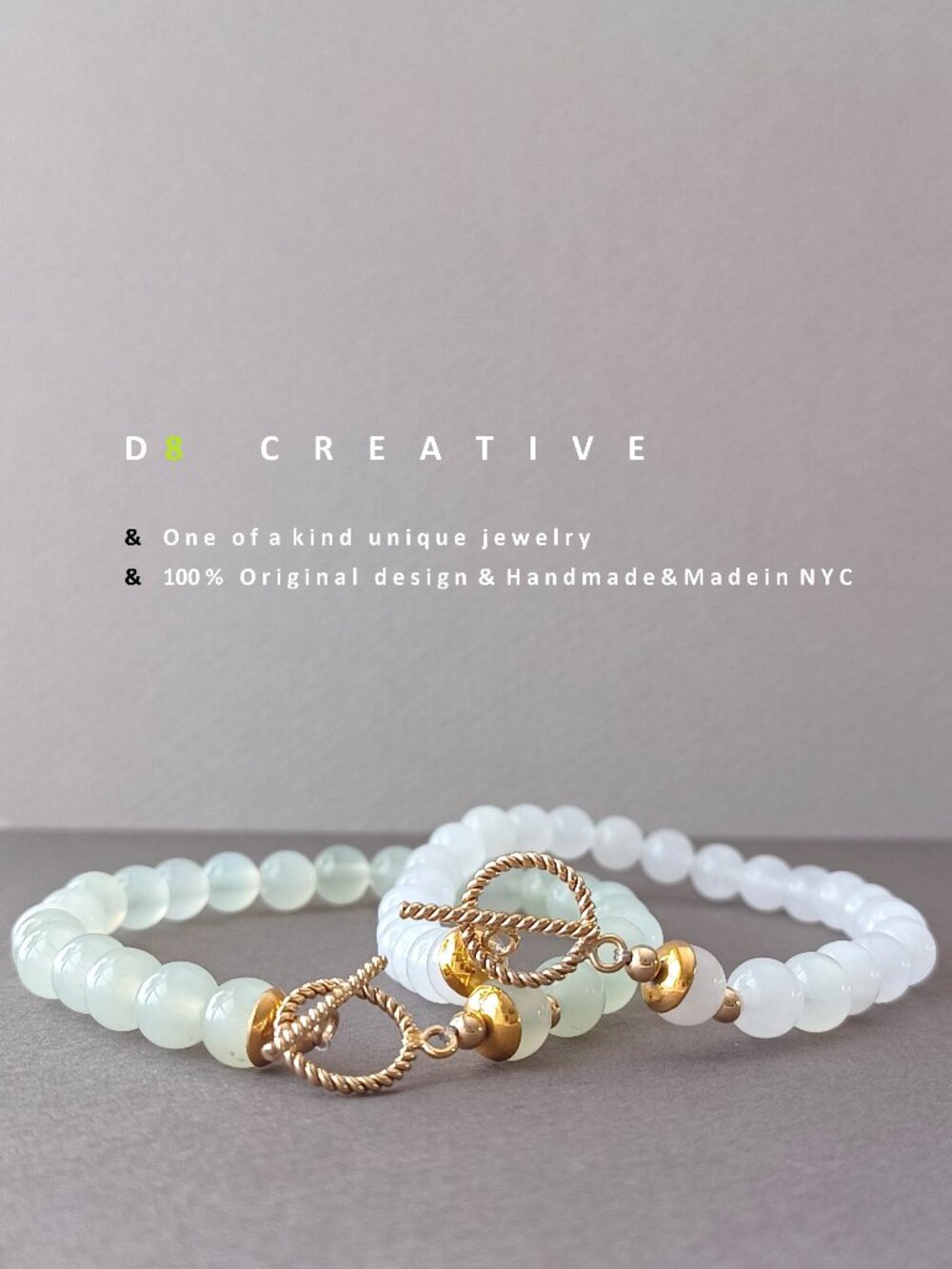 New 14k gold filled with jade and snow quartz bracelet 2 for option